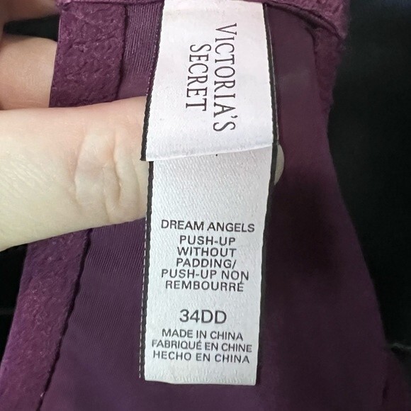 Victoria's Secret Dream Angels Purple Lace Push Up Bra No Padding Size 34DD - Picture 6 of 8
